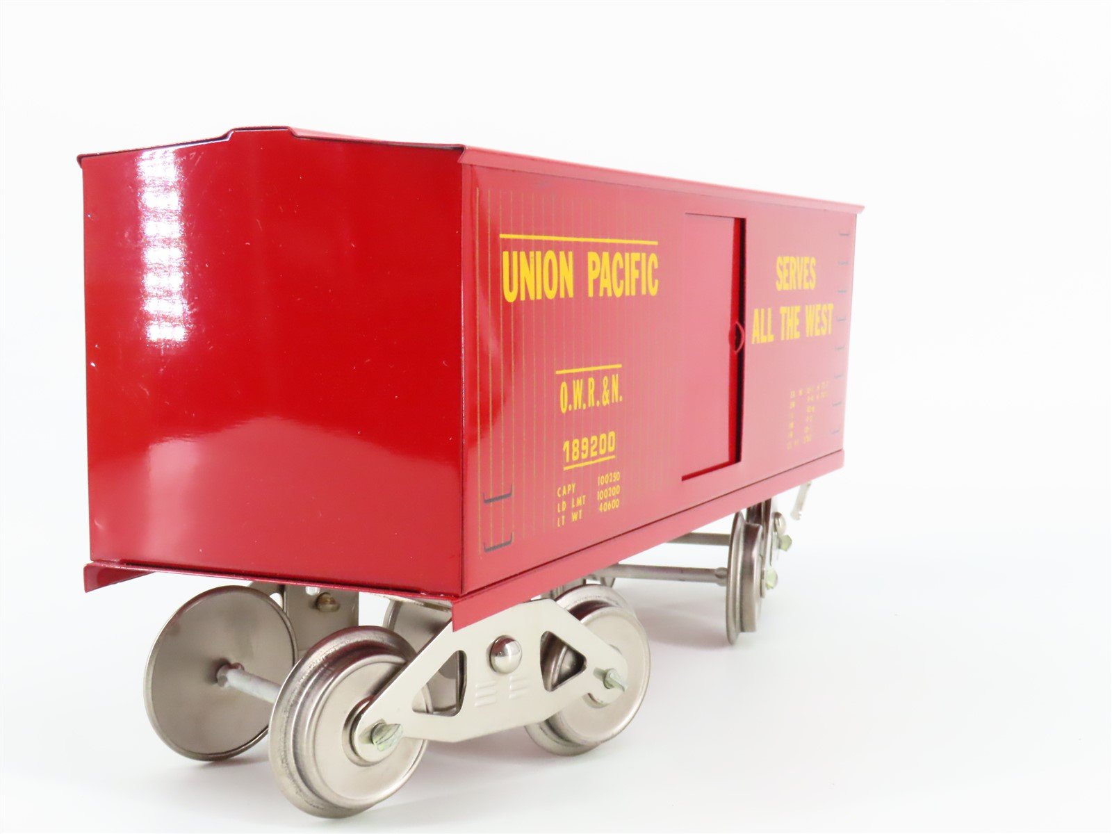 Standard Gauge McCoy OWR&N Union Pacific Single Door Box Car #189200