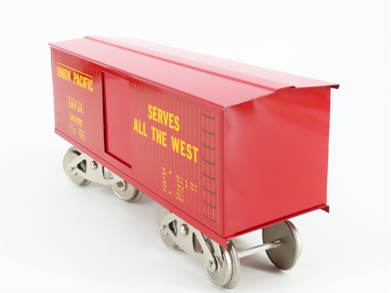 Standard Gauge McCoy OWR&N Union Pacific Single Door Box Car #189200