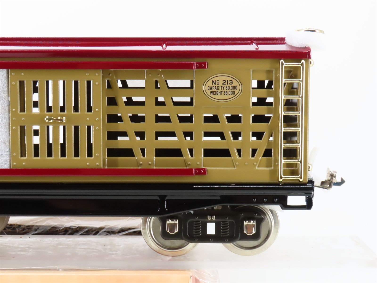 Standard Gauge Lionel 11-30056 Tinplate Cattle Car #213 w/ Brass Trim