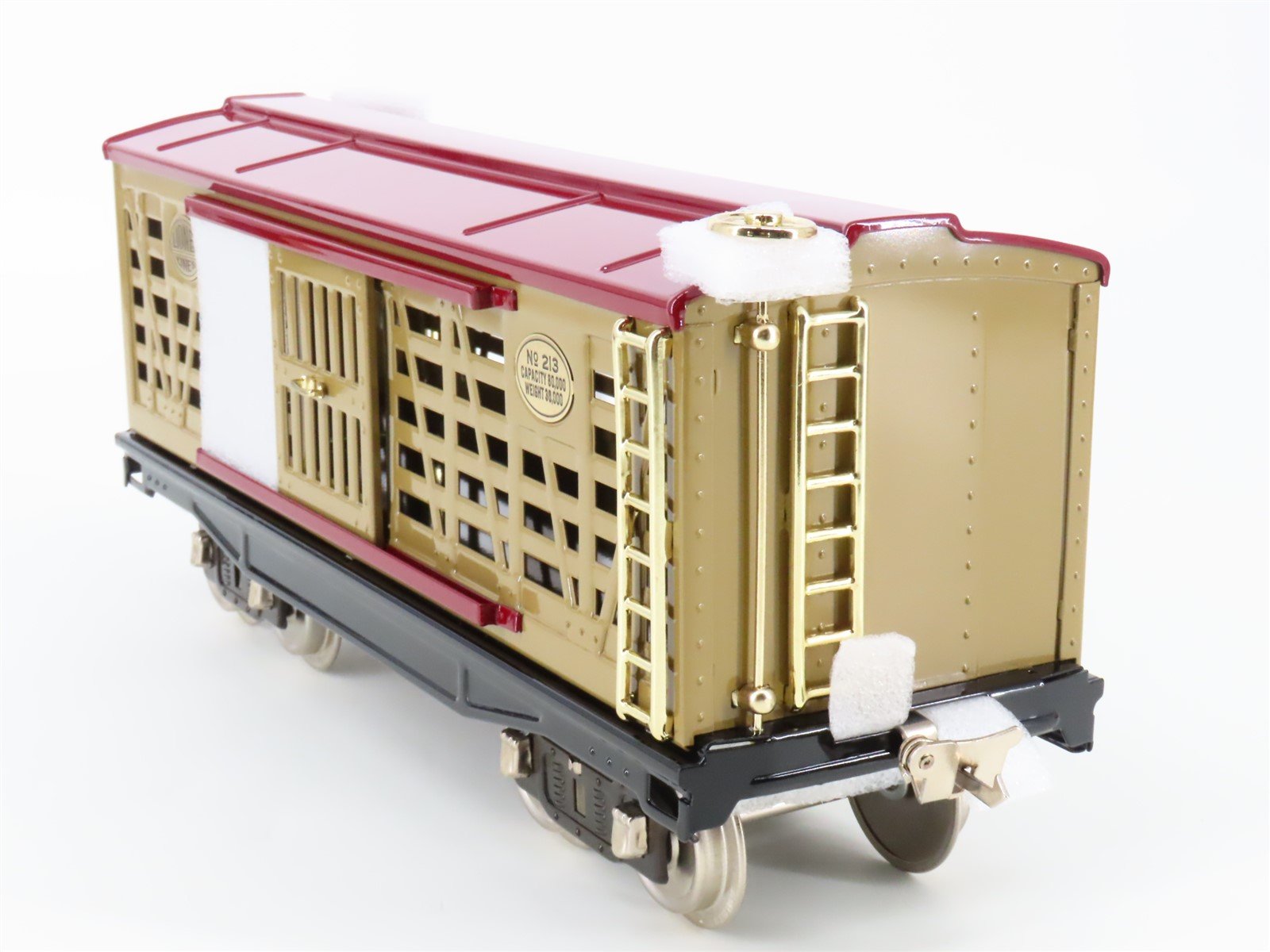 Standard Gauge Lionel 11-30056 Tinplate Cattle Car #213 w/ Brass Trim