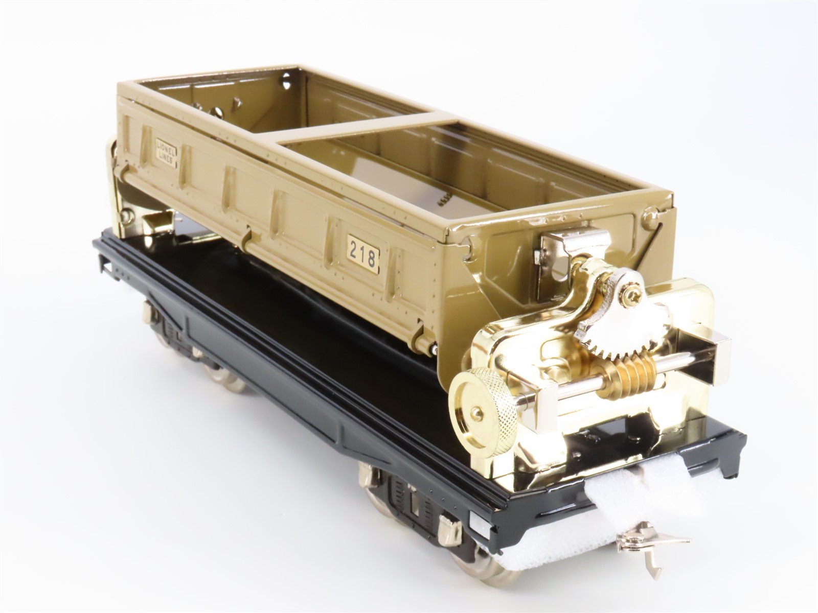 Standard Gauge Lionel 11-30036 Tinplate Dump Car #218 w/ Brass Trim