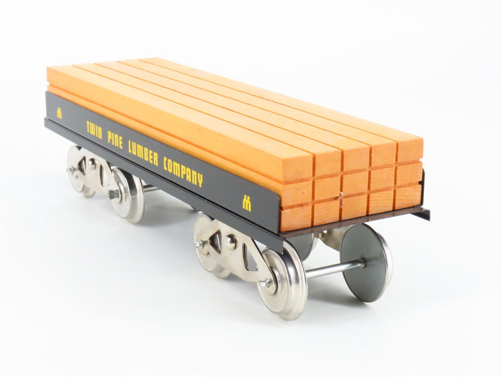 Standard Gauge McCoy No. 275 Twin Pine Lumber Company Tinplate Flat Car w/ Load