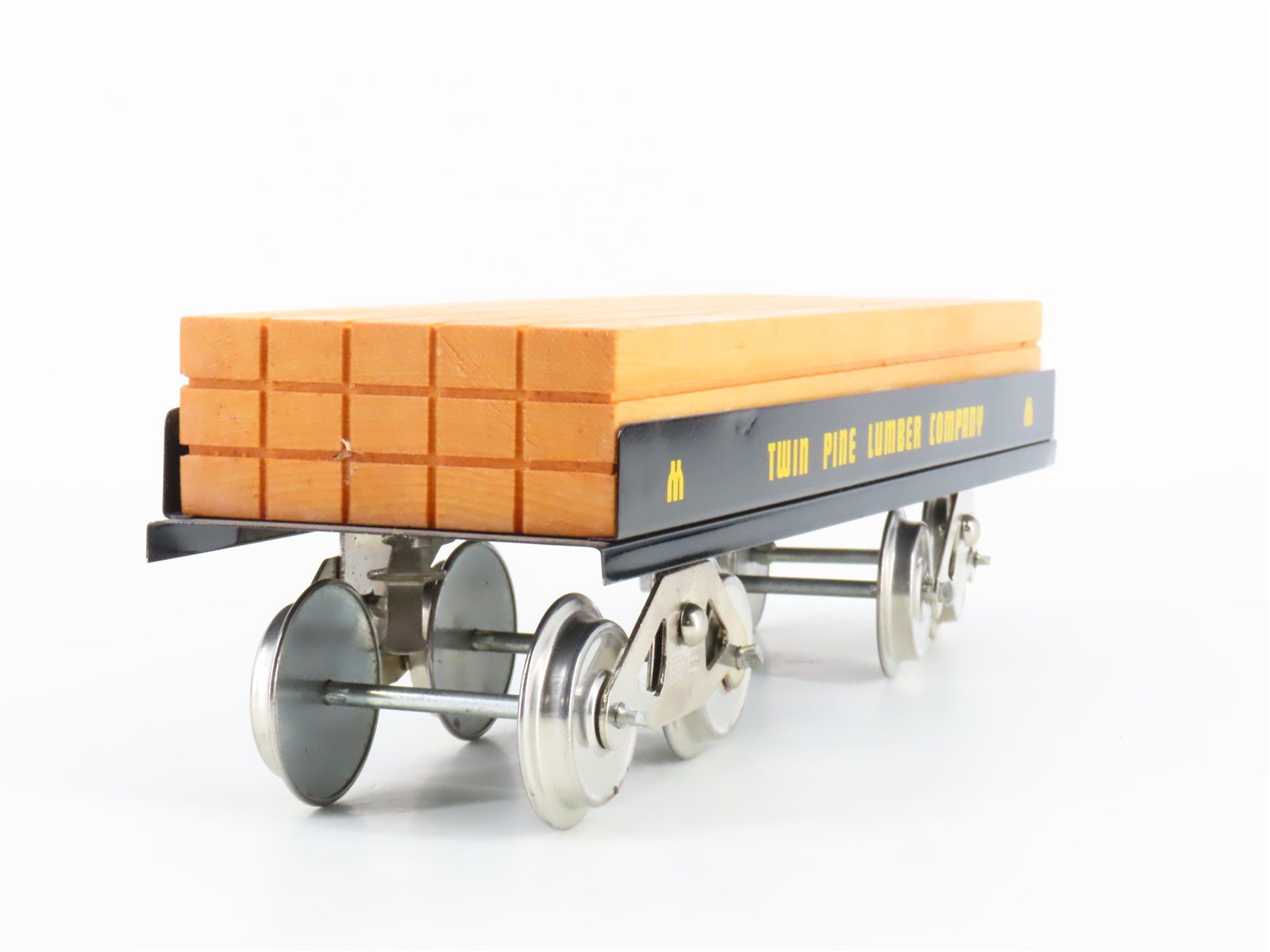 Standard Gauge McCoy No. 275 Twin Pine Lumber Company Tinplate Flat Car w/ Load