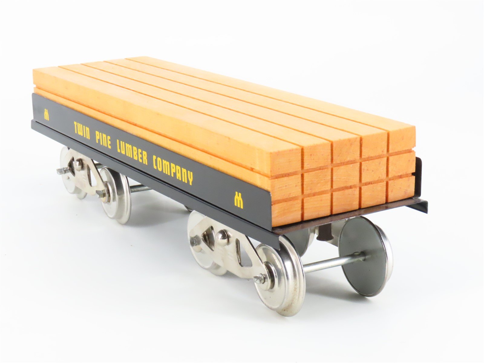 Standard Gauge McCoy No. 275 Twin Pine Lumber Company Tinplate Flat Car w/ Load