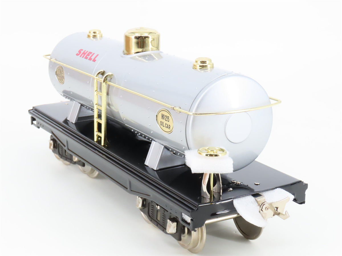 Standard Gauge Lionel 11-30061 Tinplate Shell Tank Car #215 w/ Brass Trim