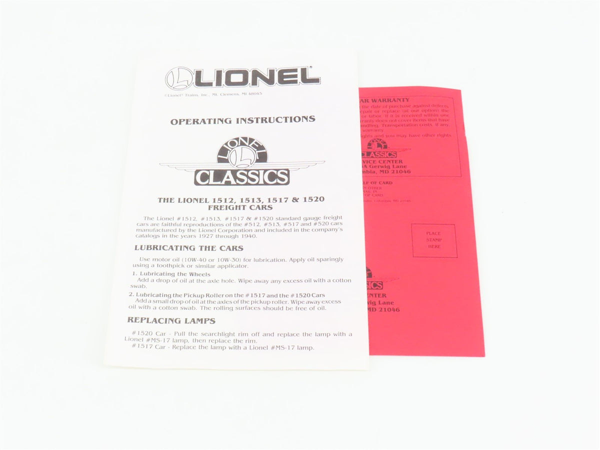 Standard Gauge Lionel Classics Tinplate 6-13600 Cattle Stock Car #1513