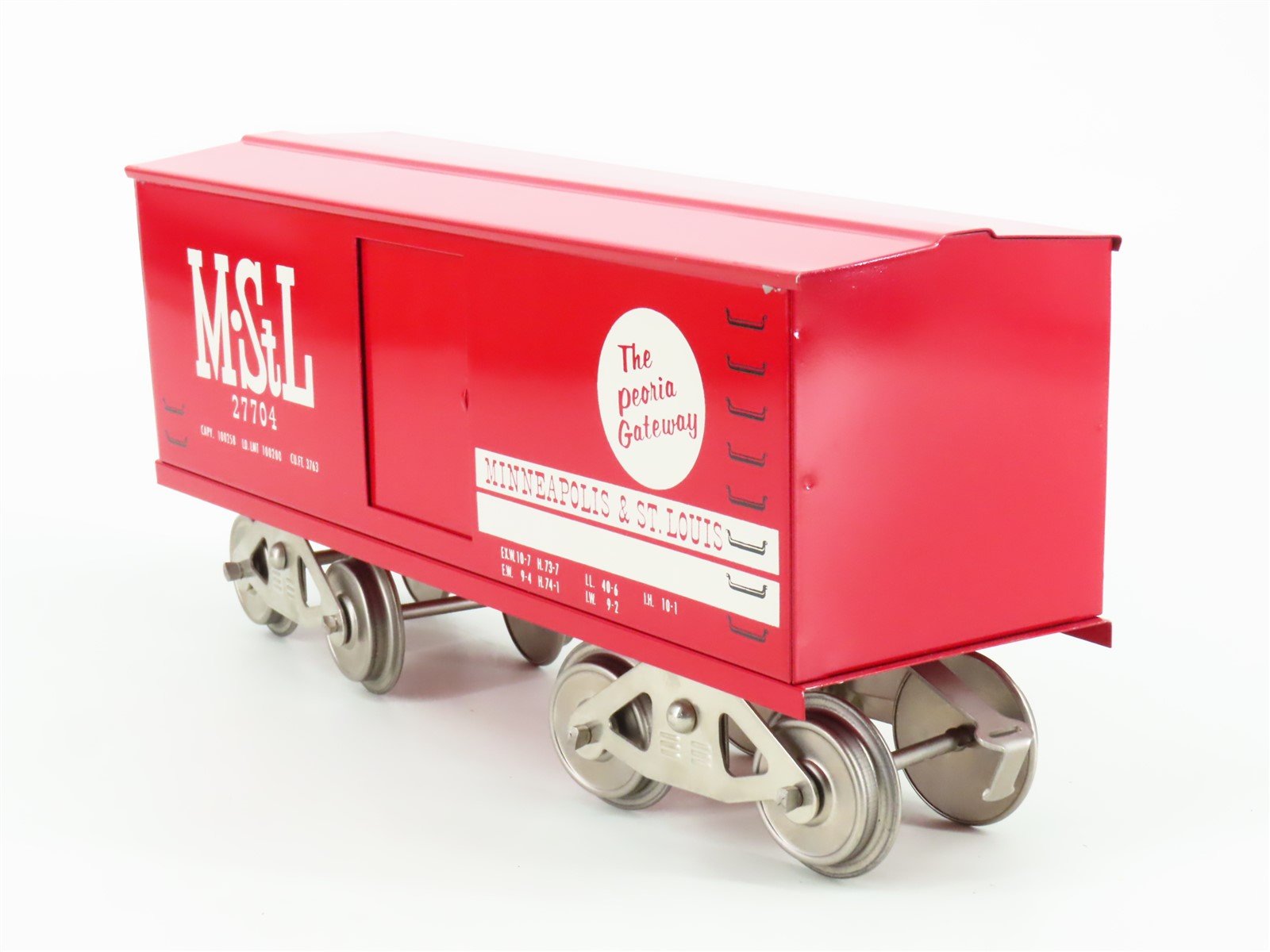Standard Gauge McCoy M&STL The Peoria Gateway Tinplate Box Car #27704