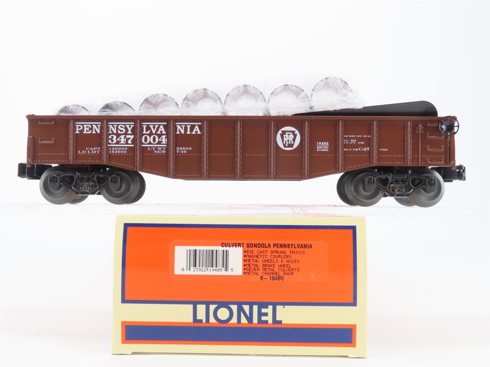 O Gauge 3-Rail Lionel 6-19485 PRR Pennsylvania Culvert Gondola #347004