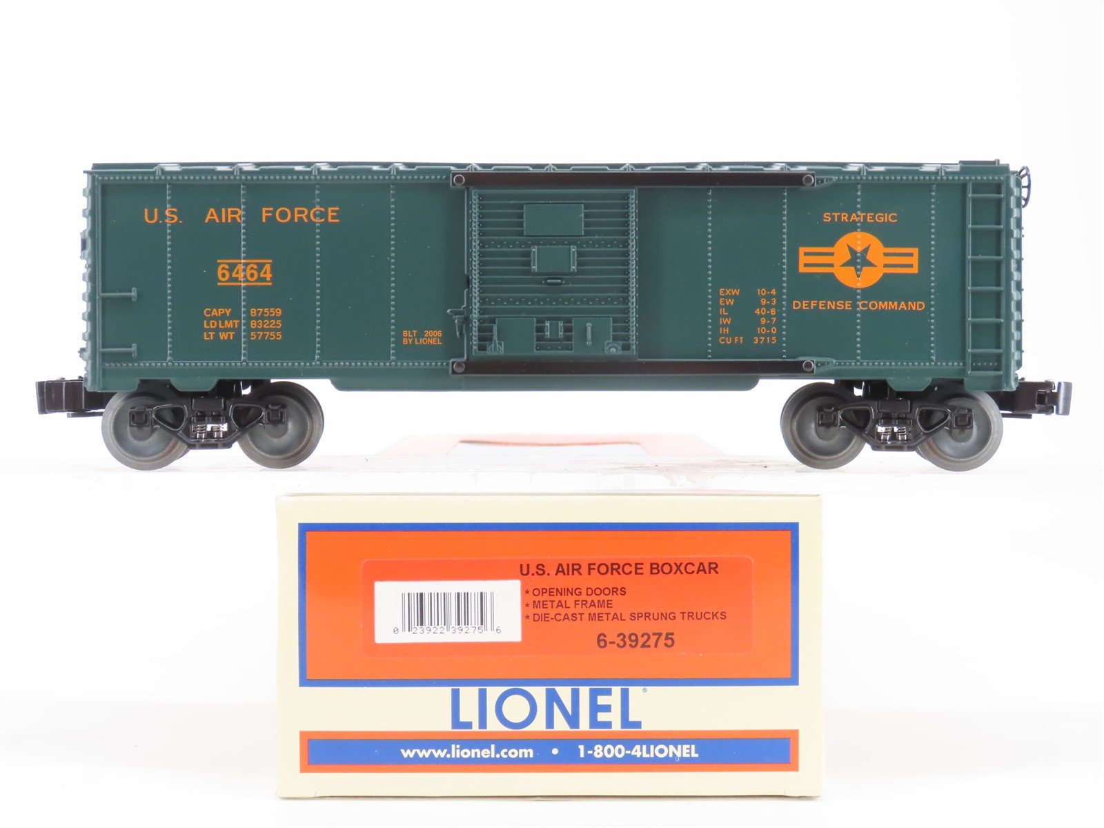 O Gauge 3-Rail Lionel 6-39275 US Air Force Single Door Box Car #67464
