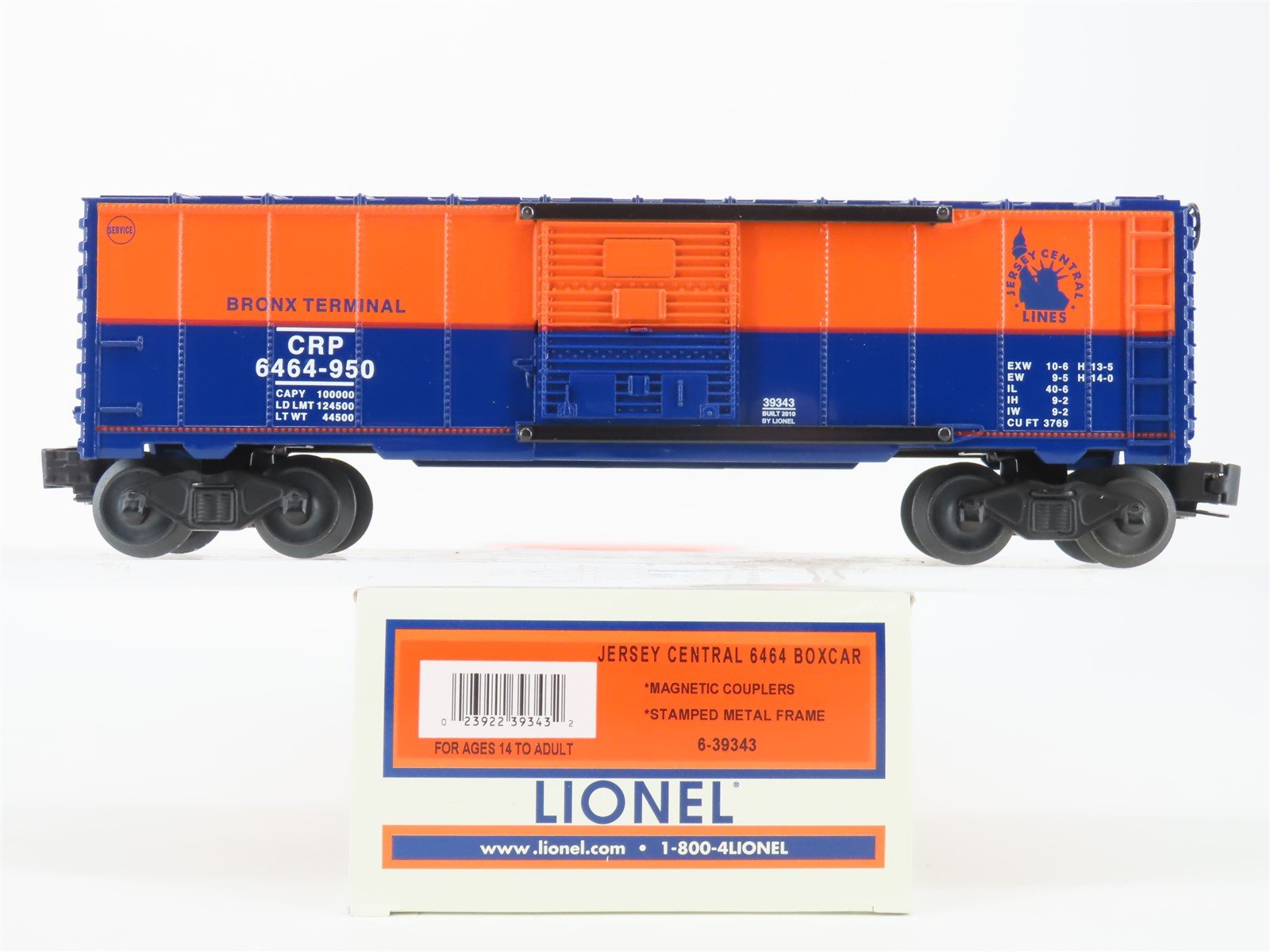 O Gauge 3-Rail Lionel 6-39343 CRP Jersey Central Bronx Terminal Box Car 6464-950