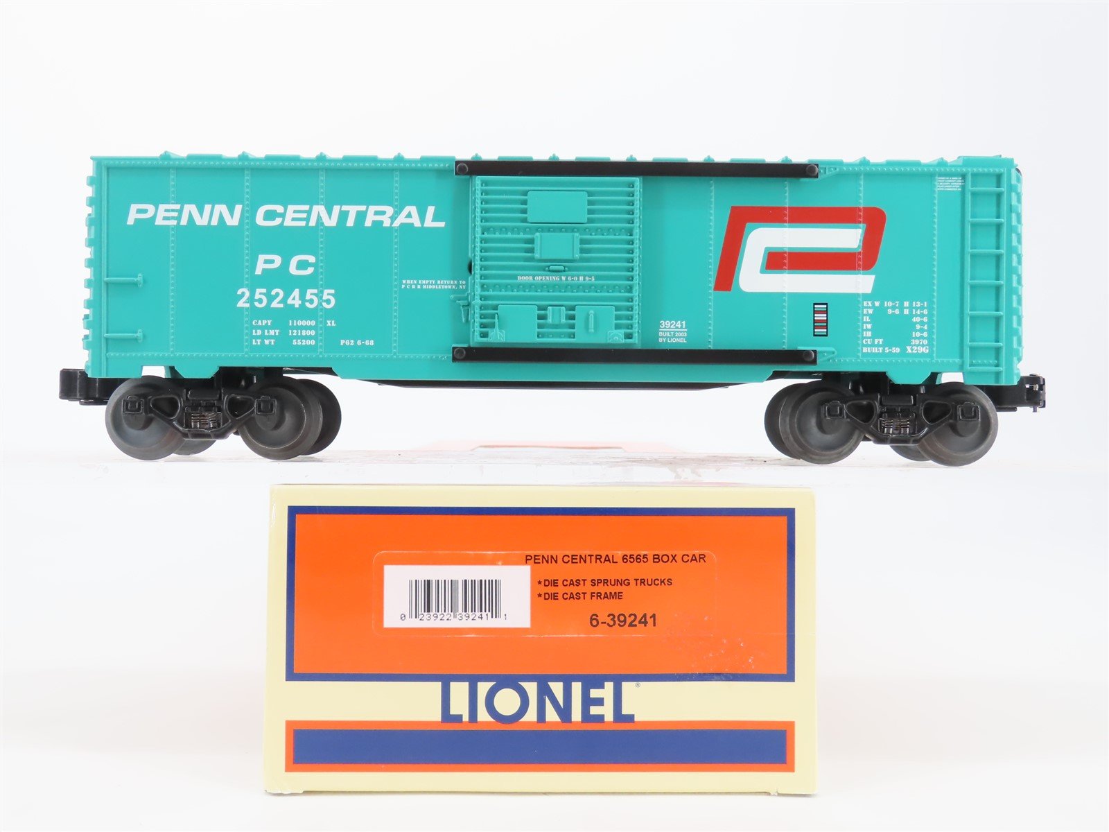 O Gauge 3-Rail Lionel 6-39241 PC Penn Central Single Door Box Car #252455
