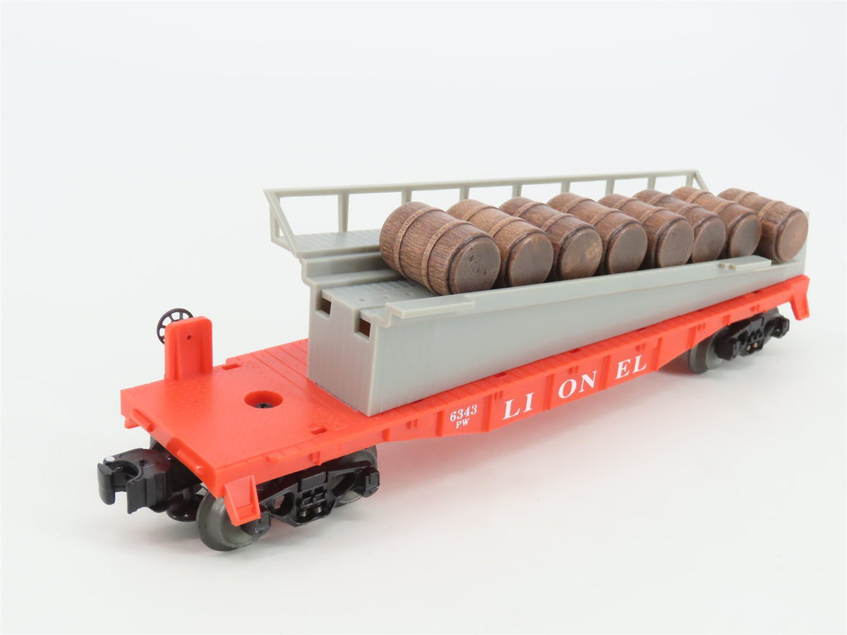 O Gauge 3-Rail Lionel Postwar 6-19450 Barrel Ramp Flat Car #6343
