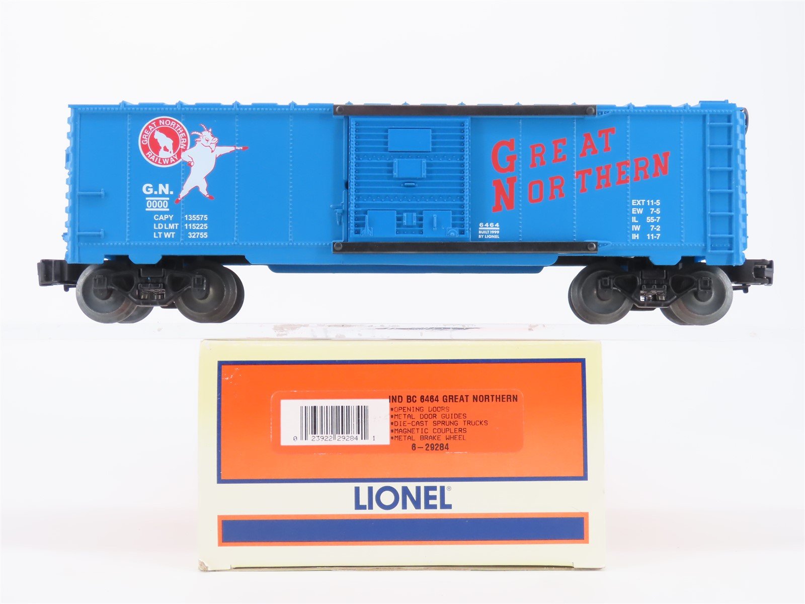 O Gauge 3-Rail Lionel 6-29284 GN Great Northern Single Door Box Car #0000
