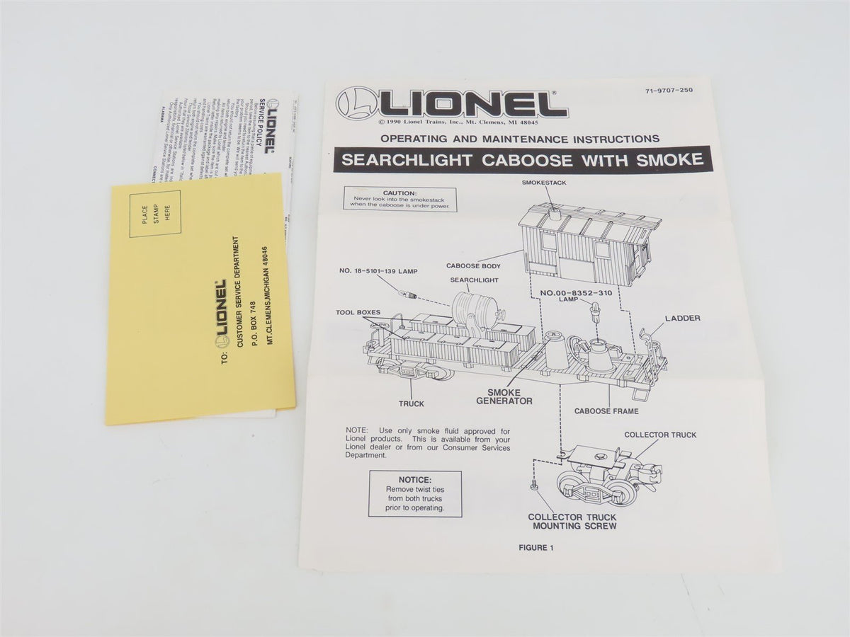O Gauge 3-Rail Lionel 6-19707 SP Southern Pacific Searchlight Caboose #19707