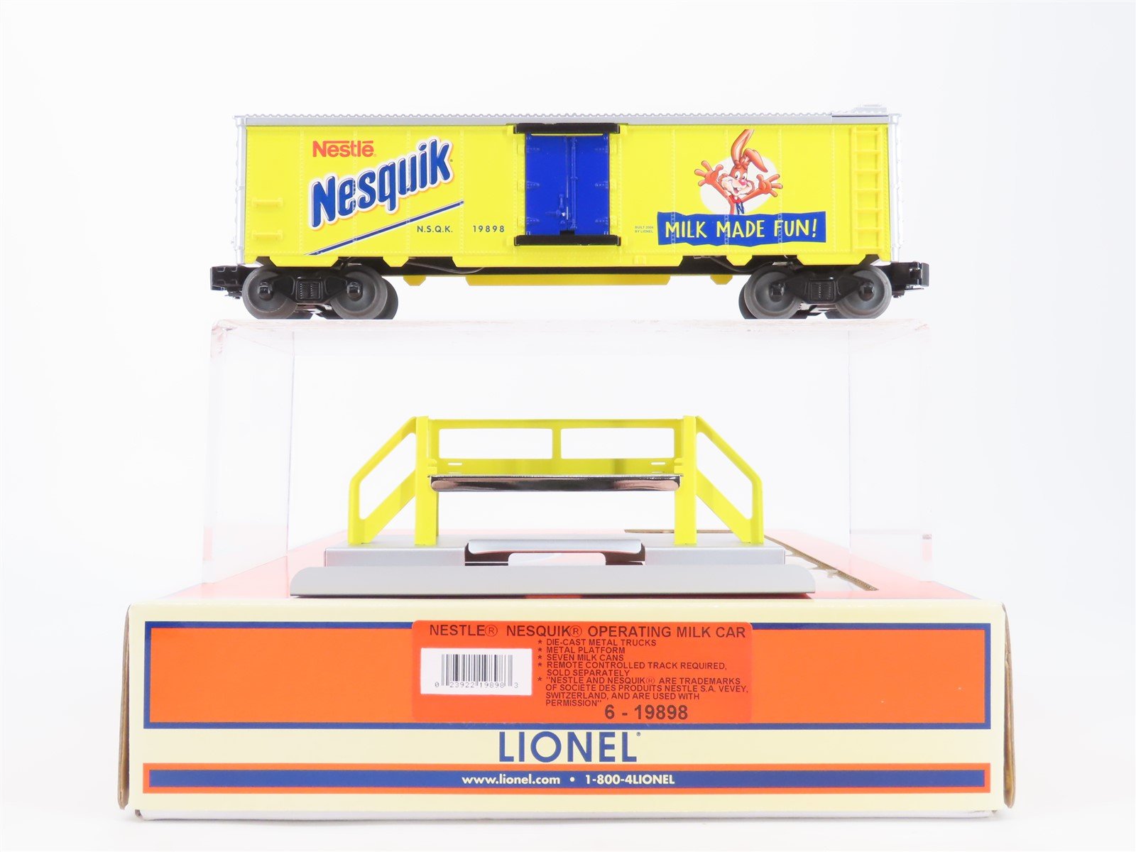 O Gauge 3-Rail Lionel 6-19898 NSQK Nestle Nesquik Operating Milk Car #19898