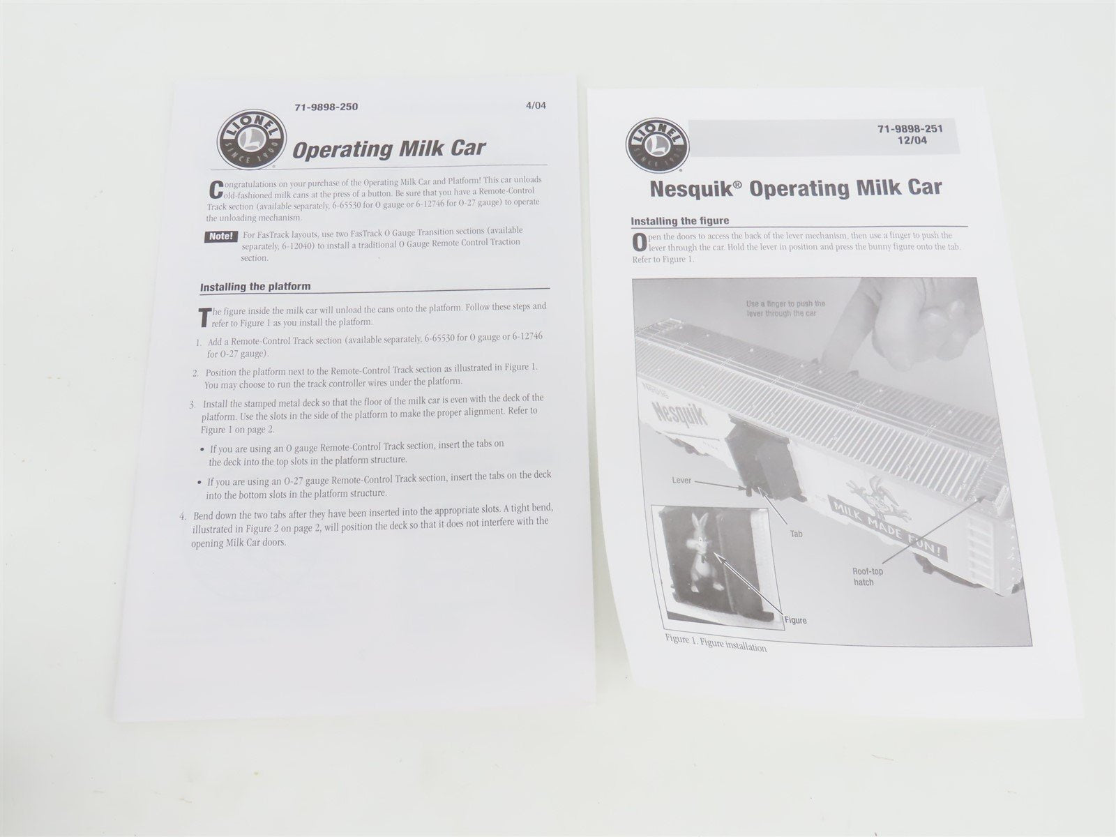 O Gauge 3-Rail Lionel 6-19898 NSQK Nestle Nesquik Operating Milk Car #19898