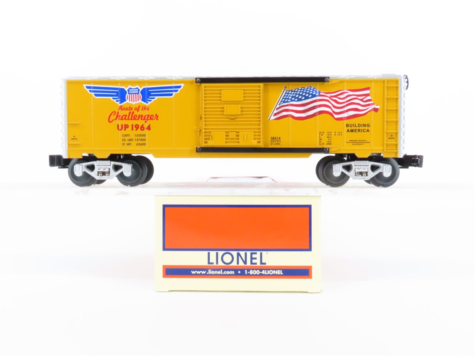 O Gauge 3-Rail Lionel 6-58514 UP 6464 Route of the Challenger Boxcar #1964