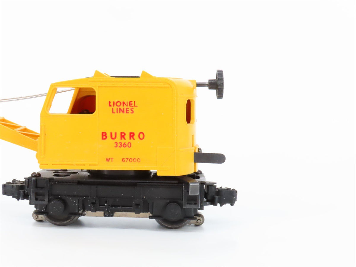 O Gauge 3-Rail Lionel Lines Burro Crane Car #3360