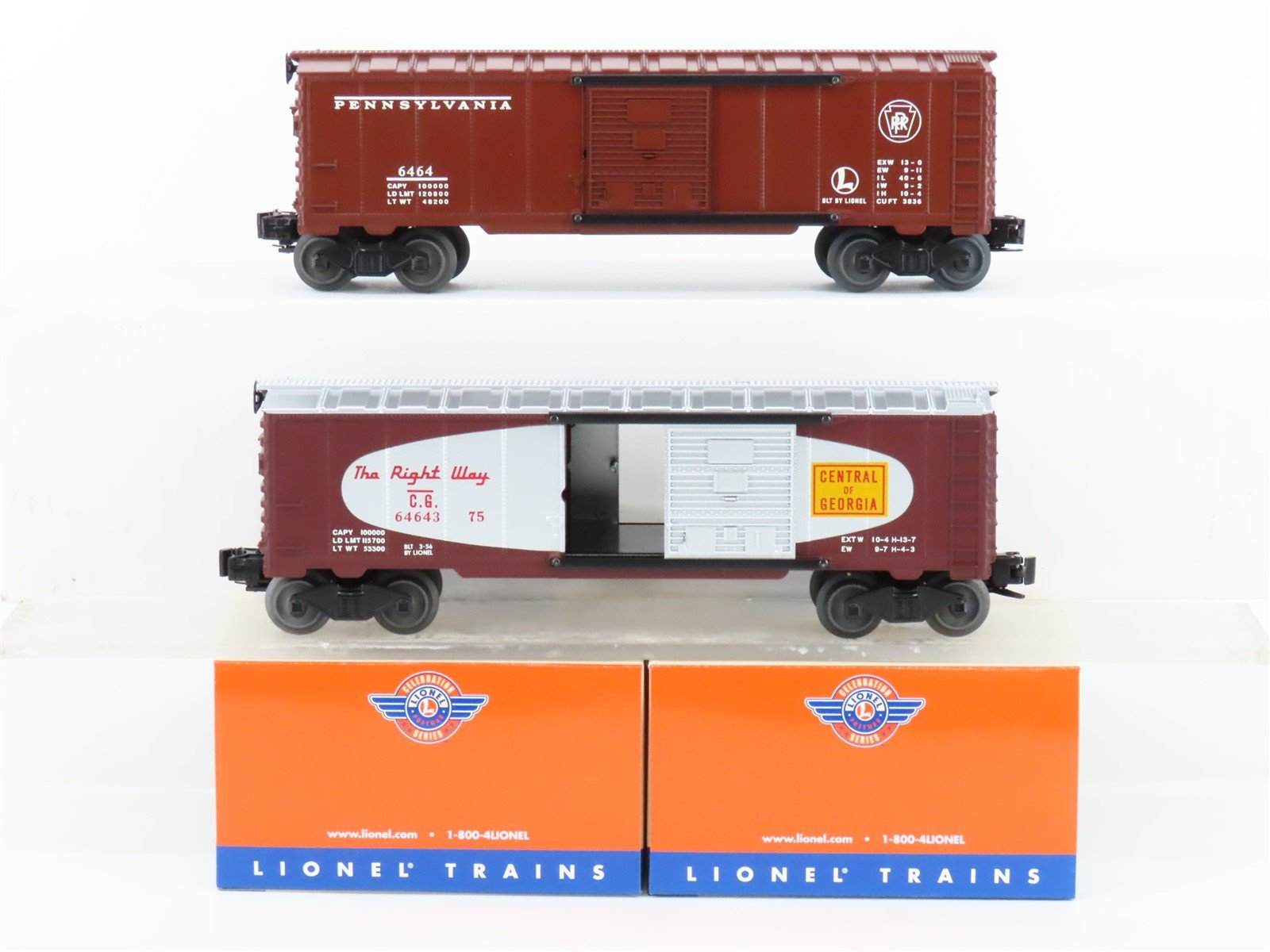 O Gauge 3-Rail Lionel Postwar 6-27776 PWC 6464 PRR/CG Boxcar 2 Pack #3