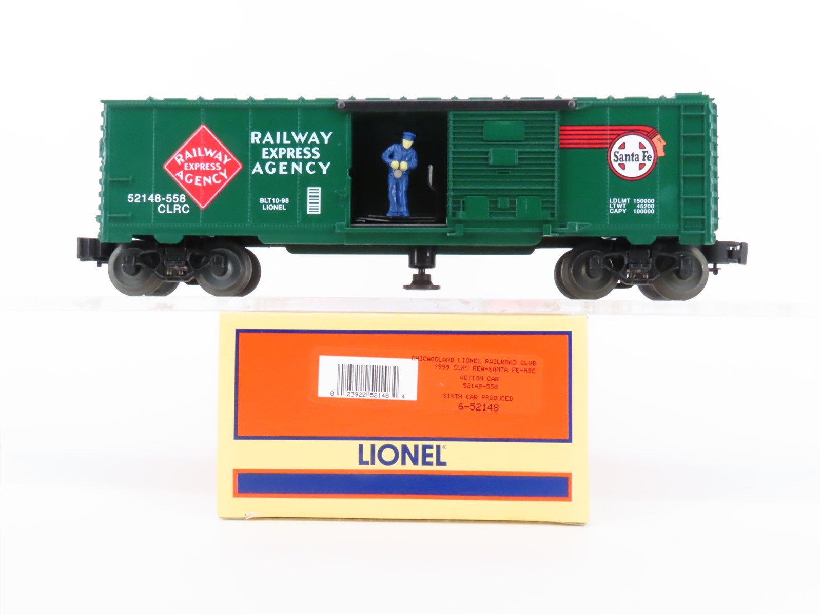 O Gauge 3-Rail Lionel 6-52148 1999 CLRC REA Santa Fe Operating Box Car 52148-558
