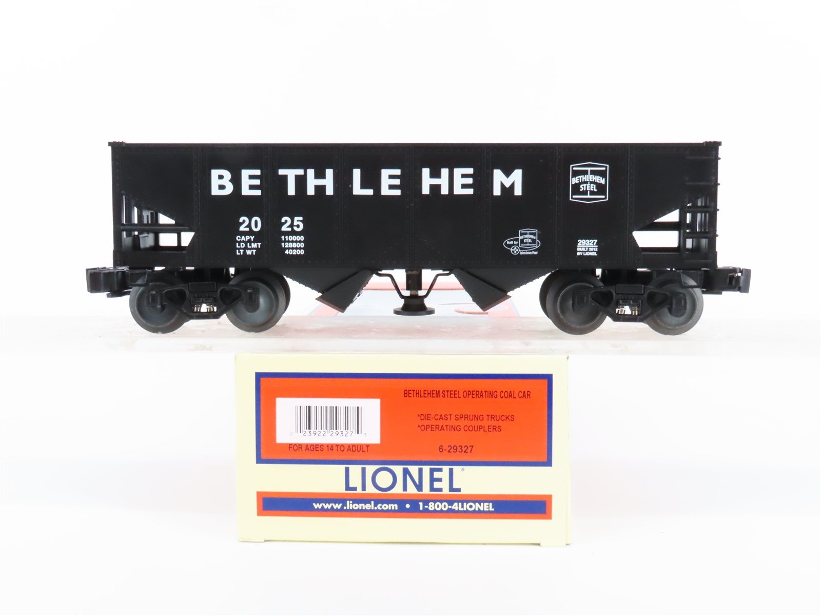 O Gauge 3-Rail Lionel 6-29327 Bethlehem Steel Operating Coal Car #2025 W/Load