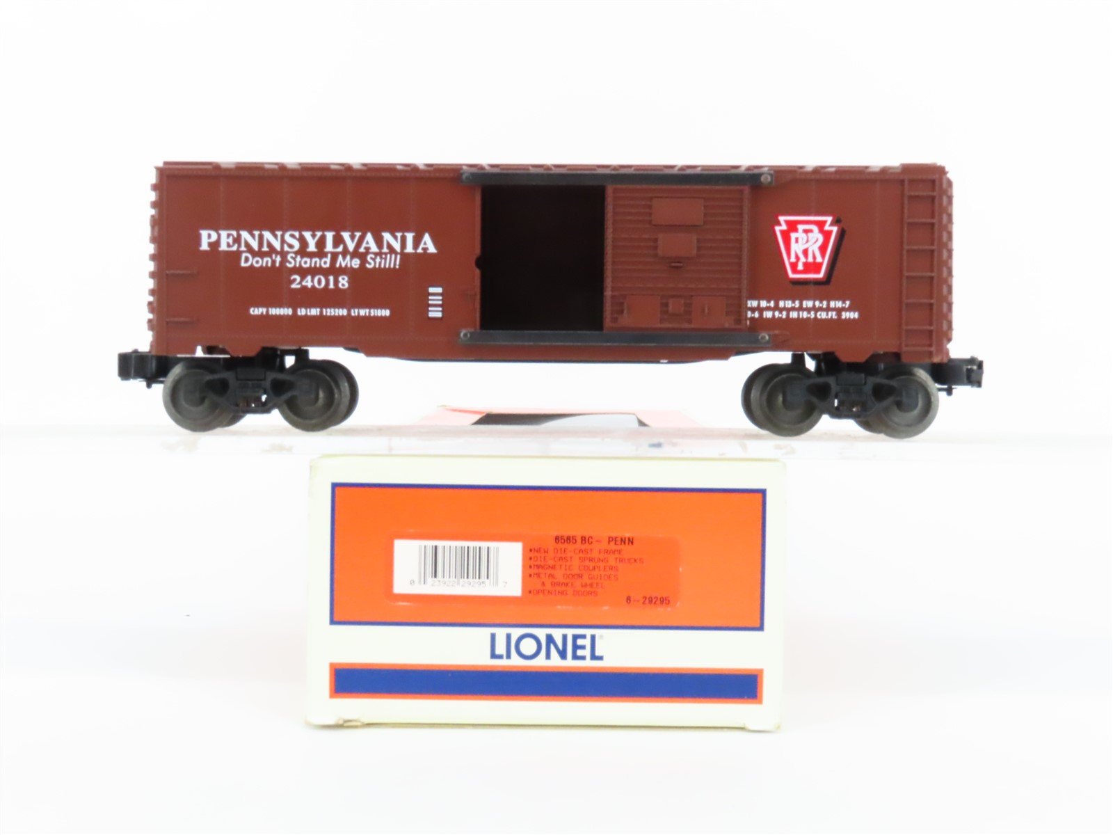 O Gauge 3-Rail Lionel 6-29295 6565 PRR "Don't Stand Me Still!" Box Car #24018