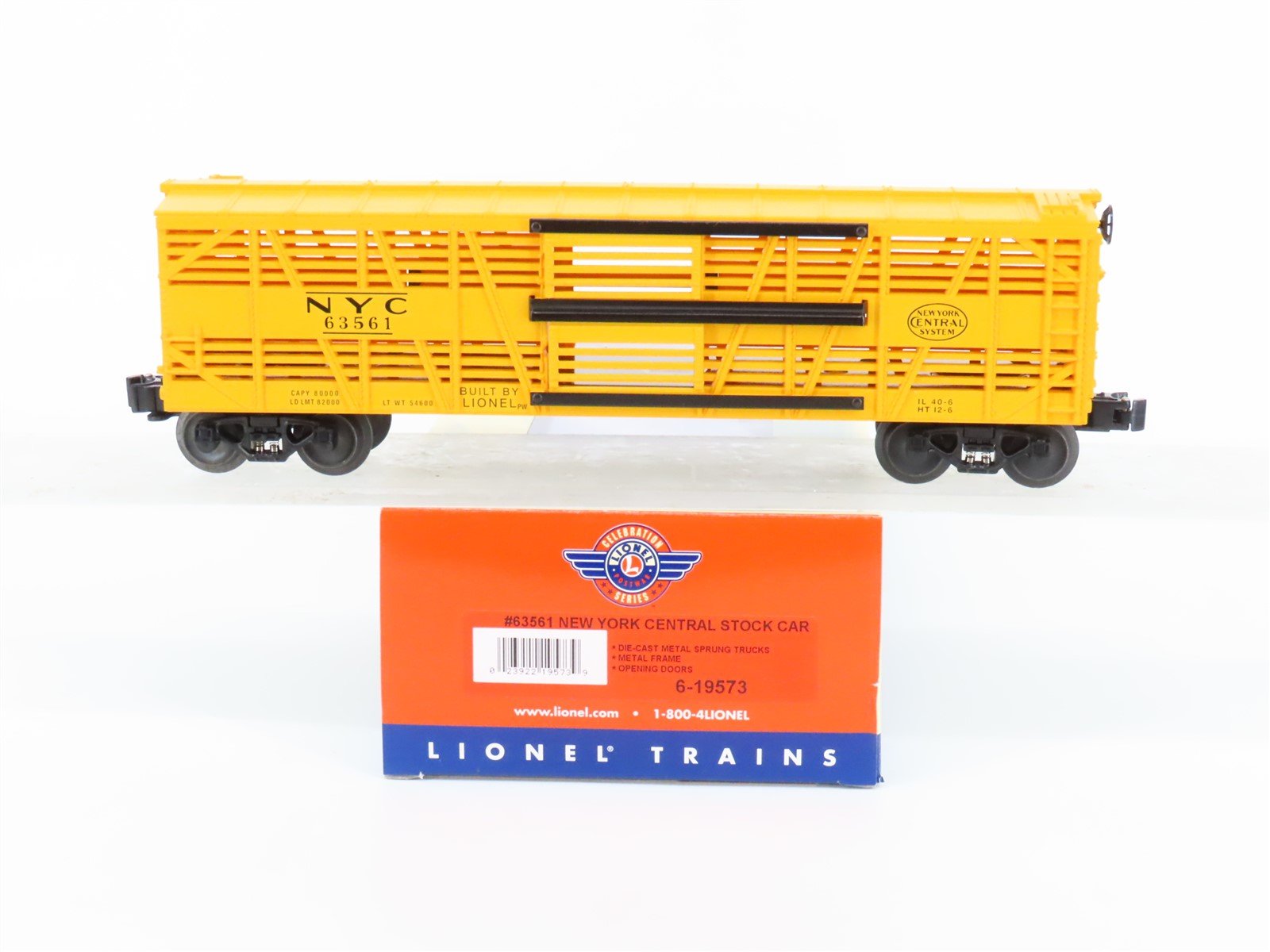 O Gauge 3-Rail Lionel Postwar 6-19573 NYC New York Central Stock Car #63561