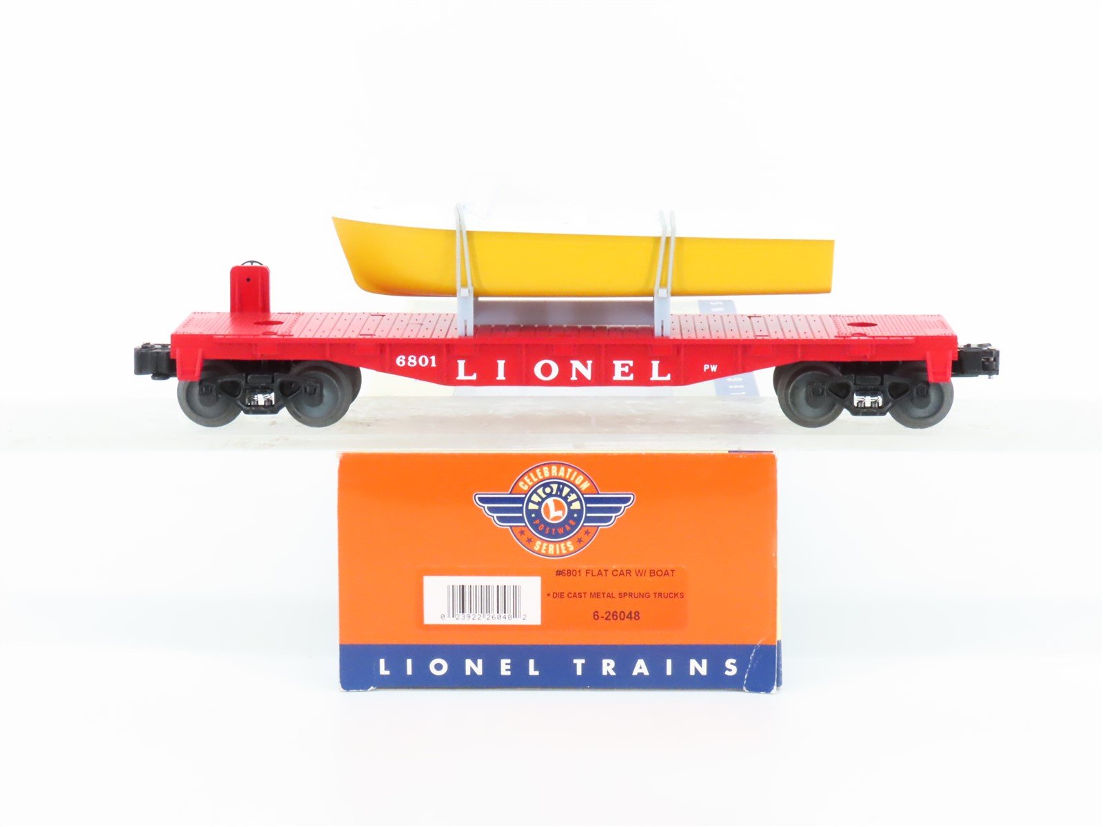 O Gauge 3-Rail Lionel Postwar Series 6-26048 Lionel Flat Car #6801 w/Boat