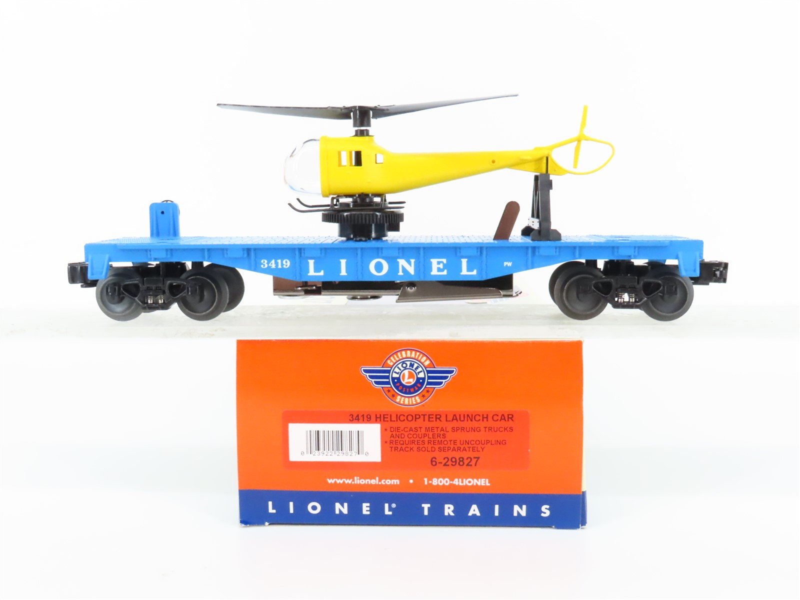 O Gauge 3-Rail Lionel Postwar 6-29827 Lionel Helicopter Launch Car #3419