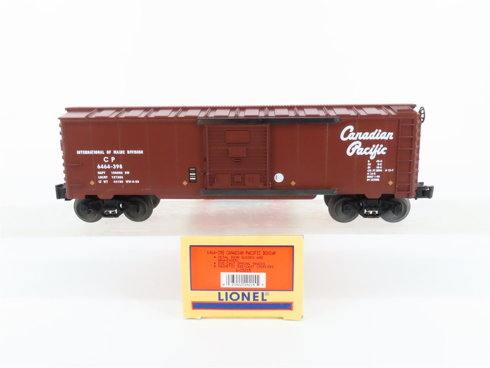 O Gauge 3-Rail Lionel #6-29215 6464 CP Canadian Pacific Box Car #6464-398