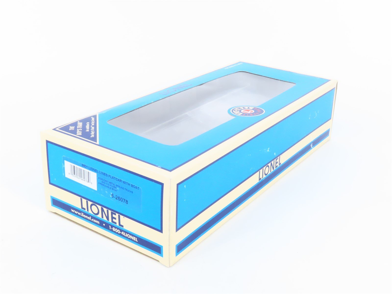 O Gauge 3-Rail Lionel 6-26078 Lionel Lines Flat Car w/Boat #6801