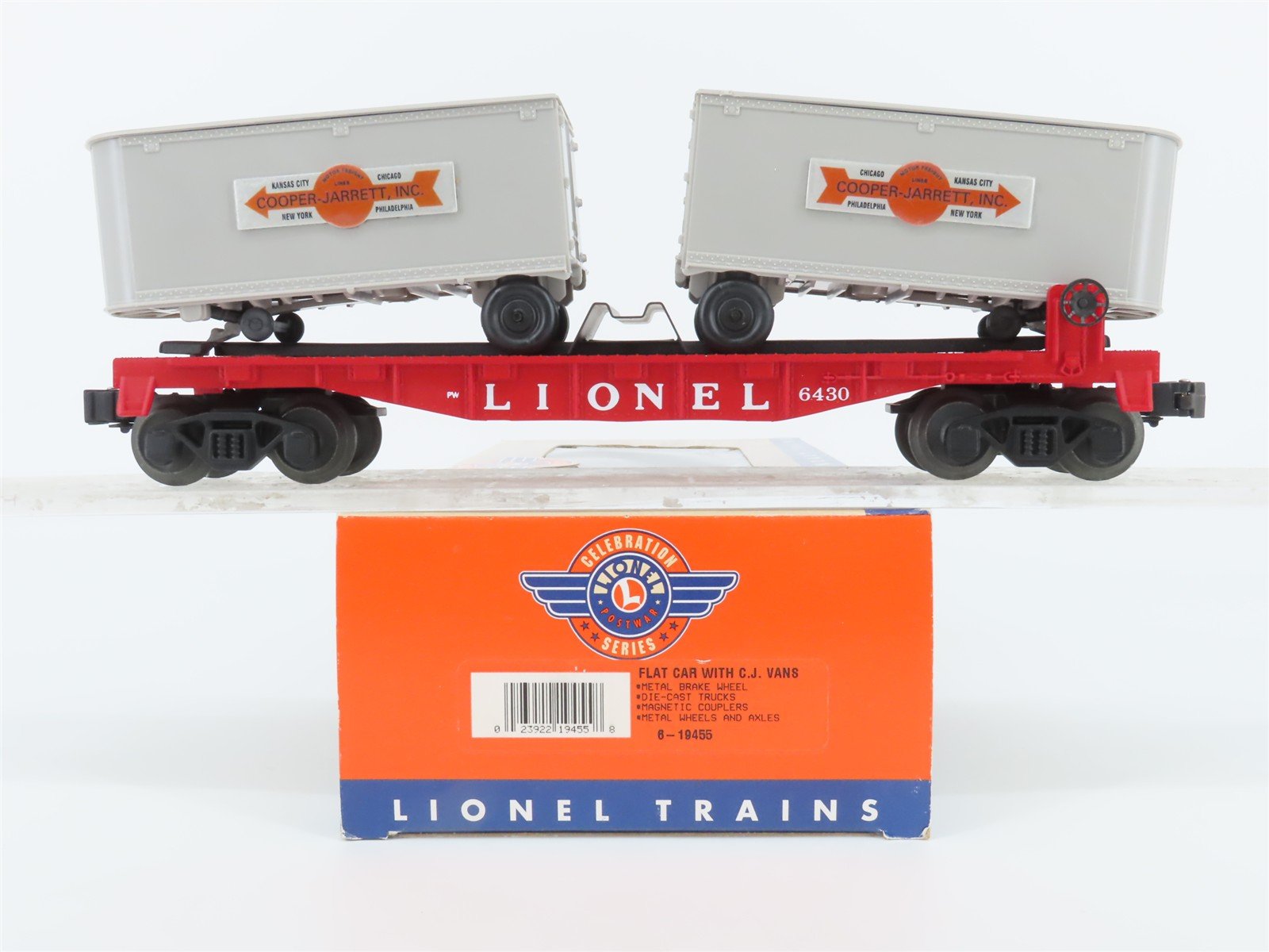 O Gauge 3-Rail Lionel 6-19455 Lionel Flat Car #6430 w/Cooper Jarrett Trailers