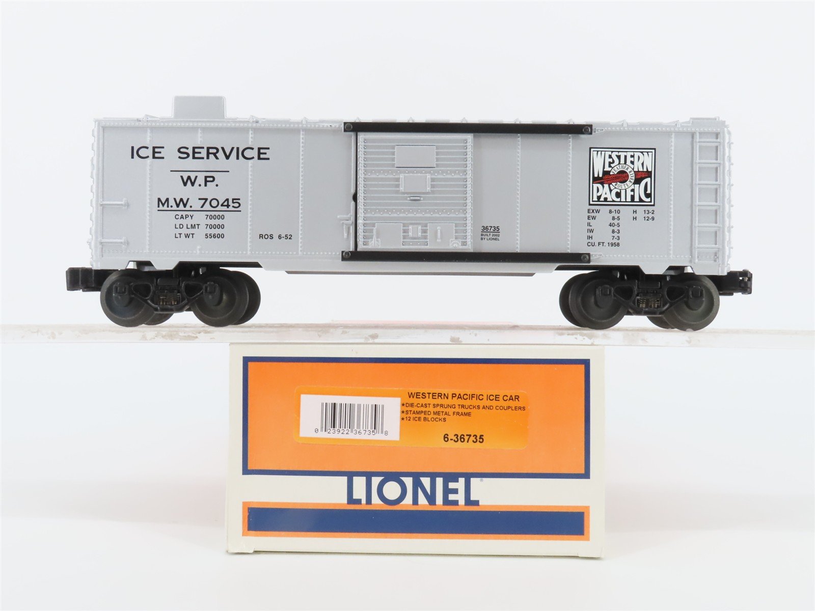 O Gauge 3-Rail Lionel 6-36735 WP Western Pacific Ice Box Car #7045