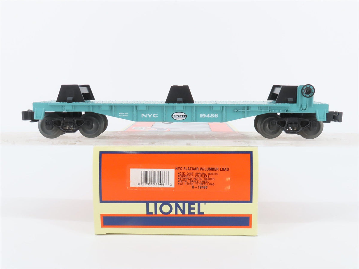 O Gauge 3-Rail Lionel 6-19486 NYC New York Central Flat Car 19486 w/Lumber Load