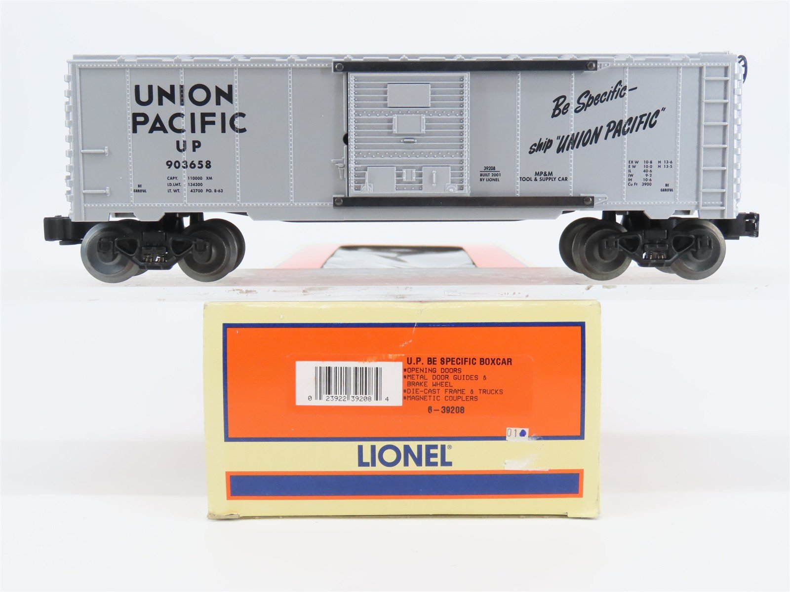O Gauge 3-Rail Lionel 6-39208 UP Union Pacific "Be Specific" Box Car #903658