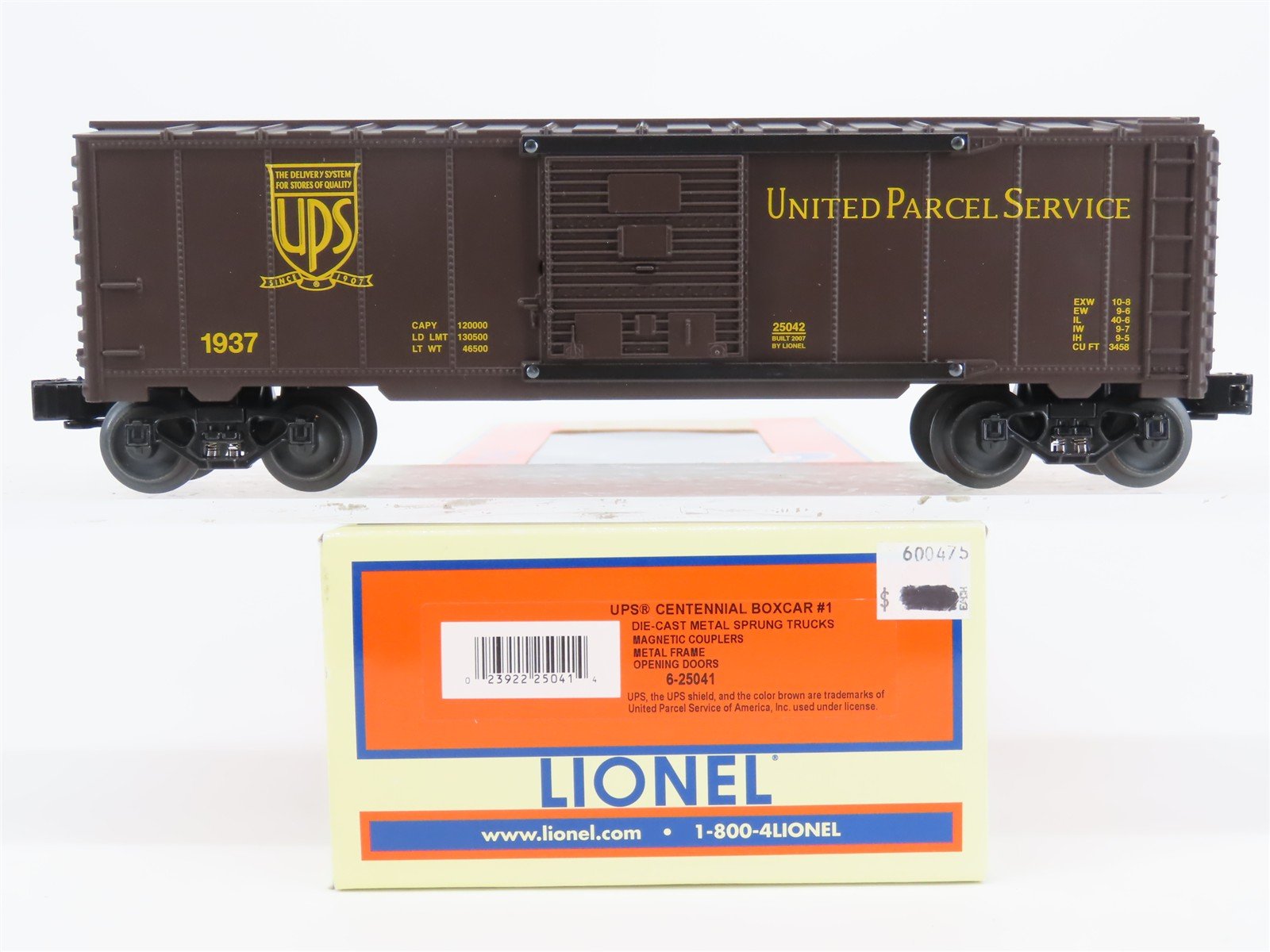 O Gauge 3-Rail Lionel 6-25041 UPS United Parcel Service Centennial Box Car #1