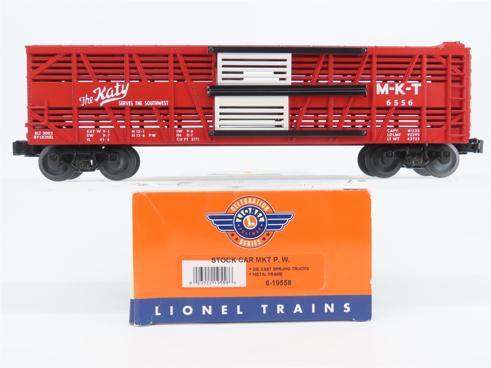 O Gauge 3-Rail Lionel 6-19558 MKT The Katy Postwar Bi-Level Stock Car #6556