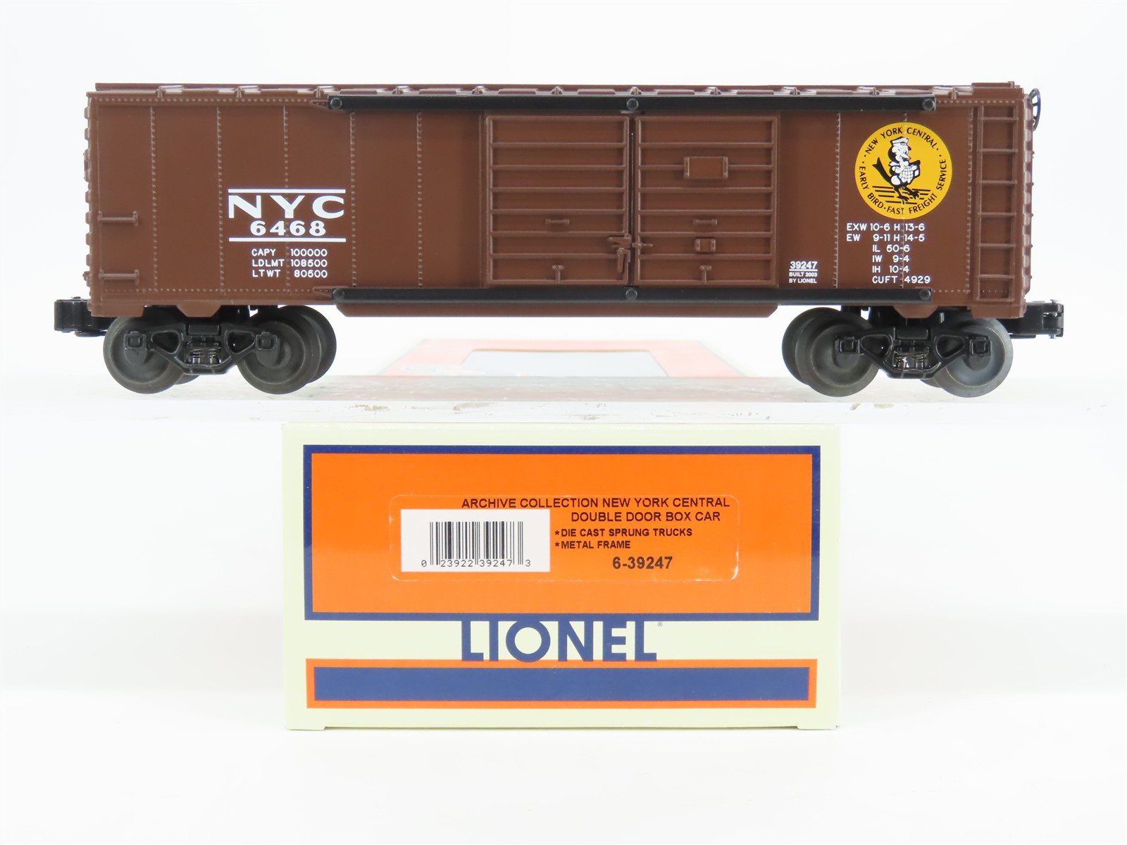 O Gauge 3-Rail Lionel 6-39247 Archive Collection NYC "Early Bird" Box Car #6468