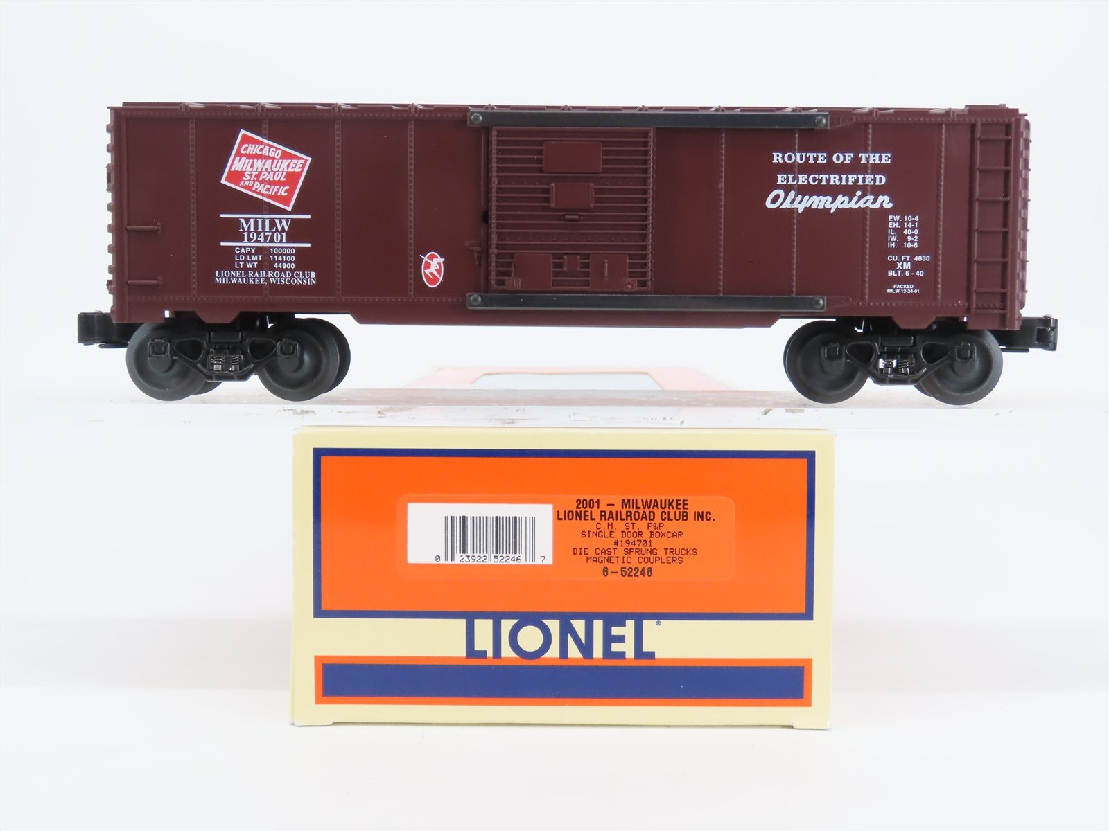 O Gauge 3-Rail Lionel 6-52246 MILW 2001 Milwaukee "Olympian" LRRC Boxcar #194701