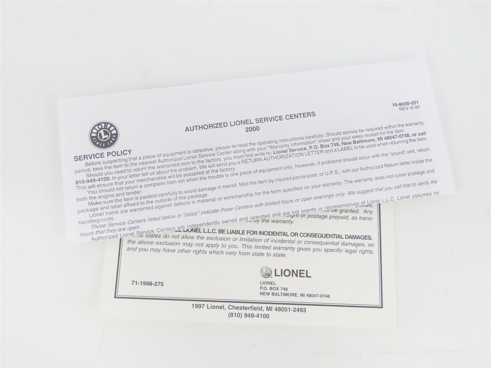 O Gauge 3-Rail Lionel 6-39207 UP 6565 Ship & Travel Box Car #508500