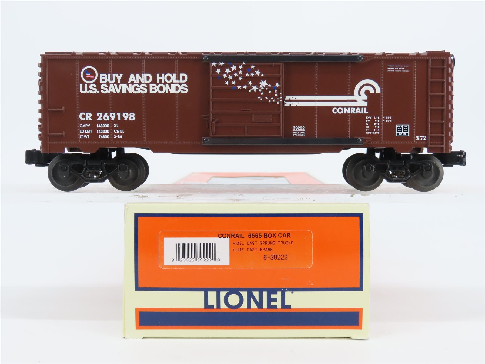 O Gauge 3-Rail Lionel 6-39222 CR Conrail "Buy Savings Bonds" 6565 Boxcar #269198
