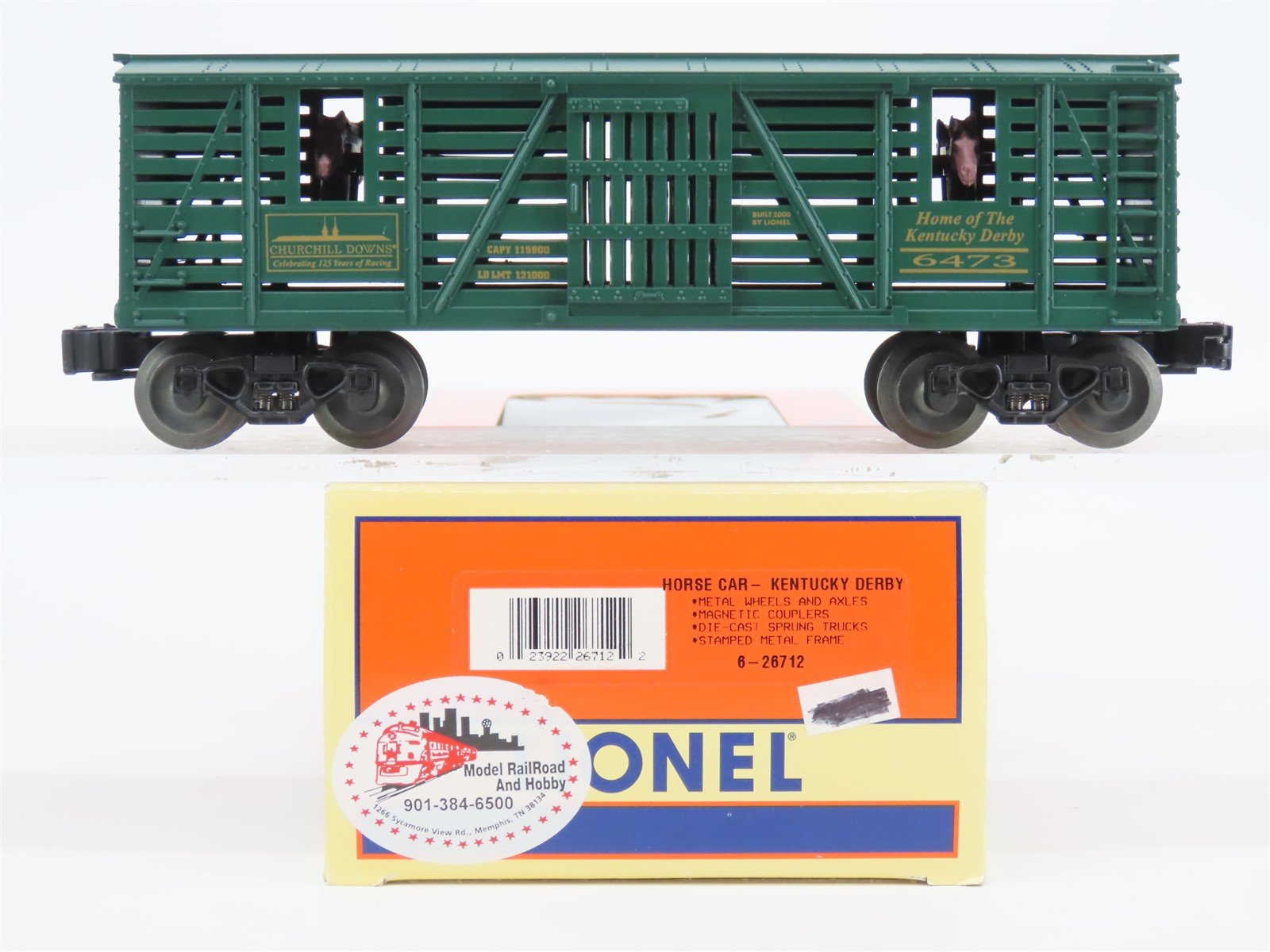 O Gauge 3-Rail Lionel 6-26712 Kentucky Derby Churchill Downs Horse Car #6473
