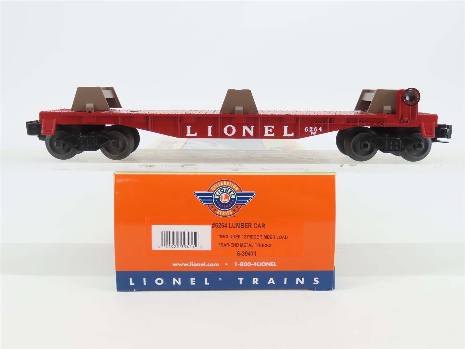 O Gauge 3-Rail Lionel 6-39471 Lionel Flat Car #6264 w/ Timber Load