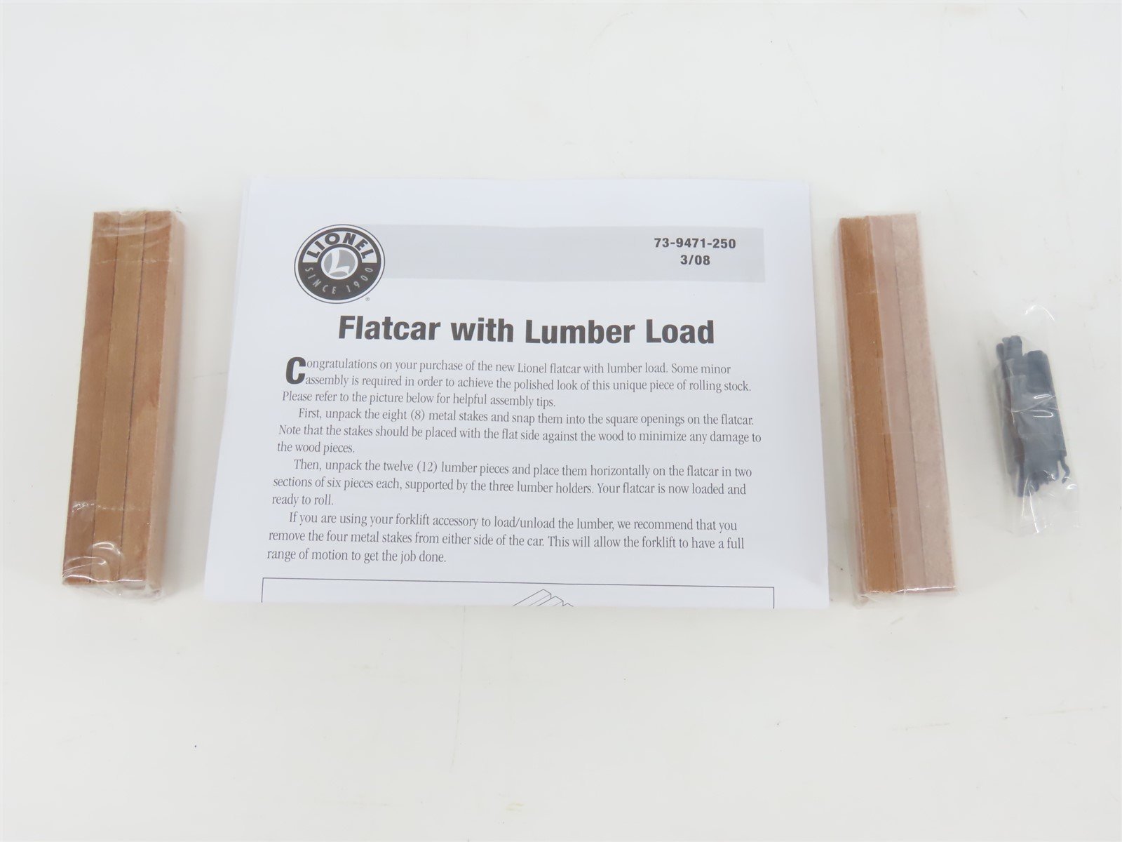 O Gauge 3-Rail Lionel 6-39471 Lionel Flat Car #6264 w/ Timber Load