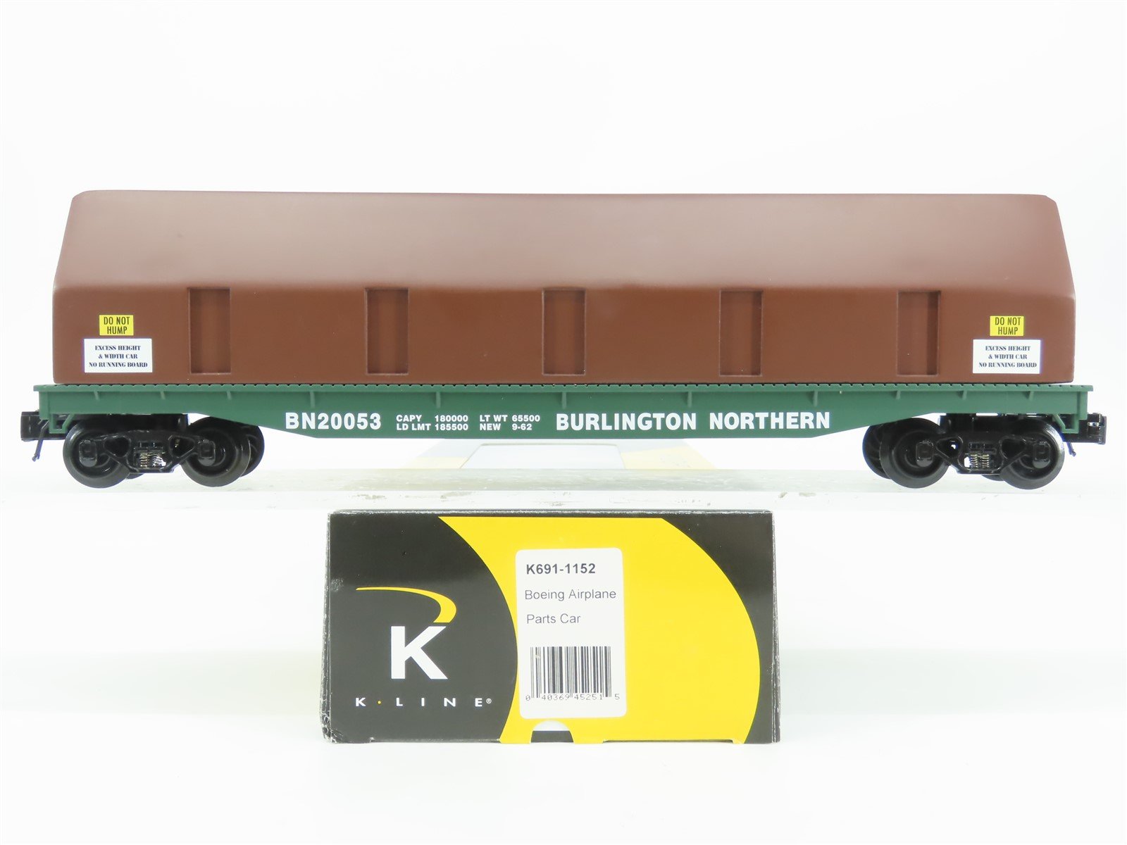 O Gauge 3-Rail K-Line K691-1152 BN Burlington Northern Boeing Airplane Parts Car