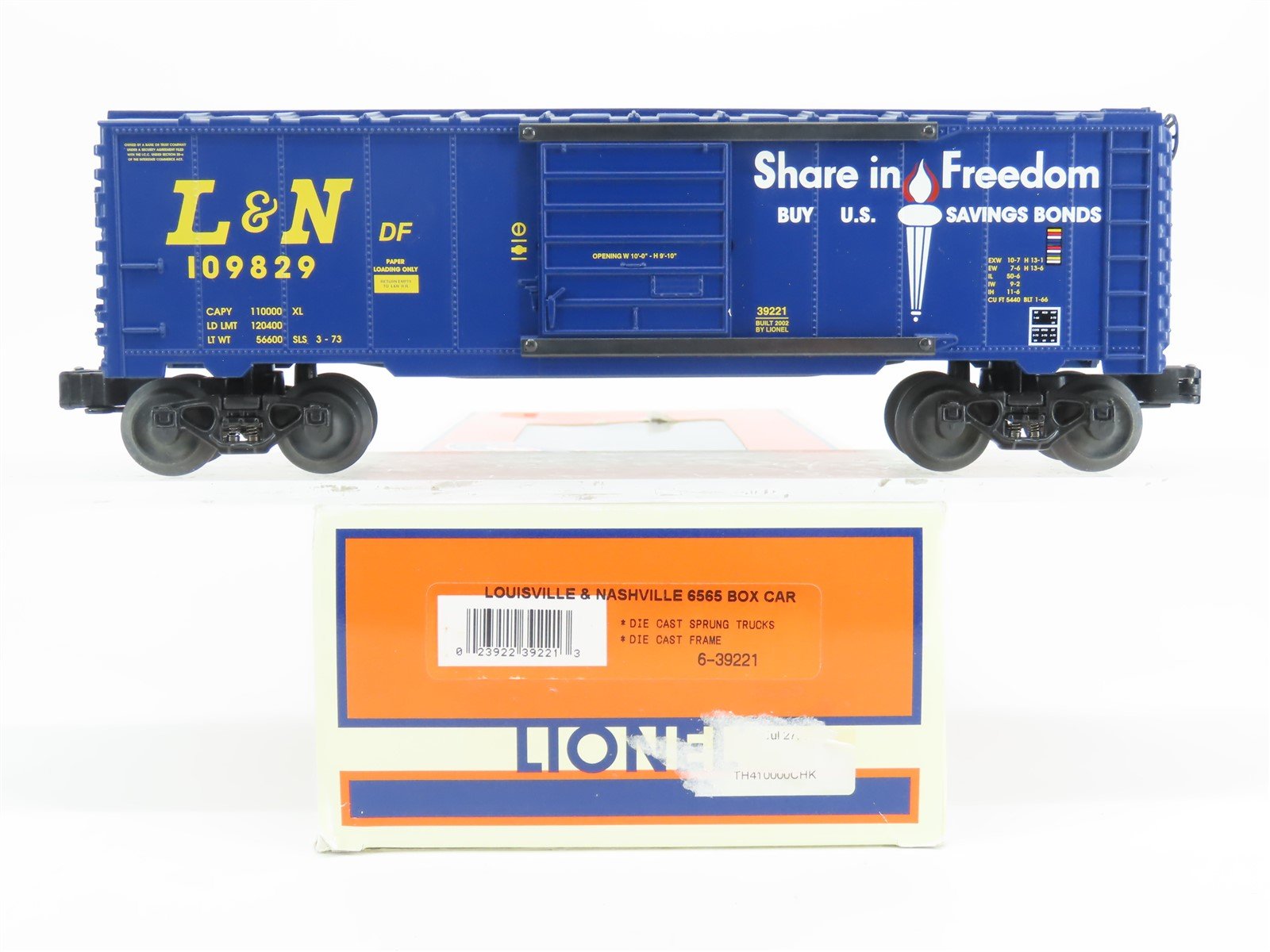 O Gauge 3-Rail Lionel 6-39221 L&N "Share in Freedom" 6565 Box Car #109829