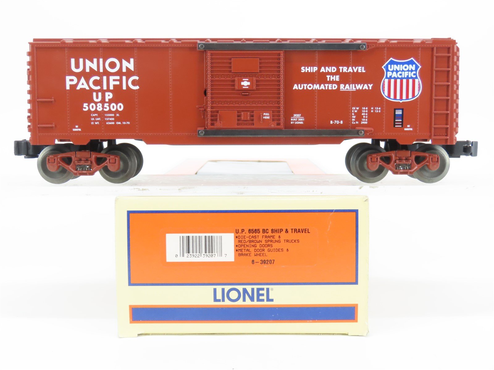 O Gauge 3-Rail Lionel 6-39207 UP Union Pacific "Ship & Travel" Box Car #508500