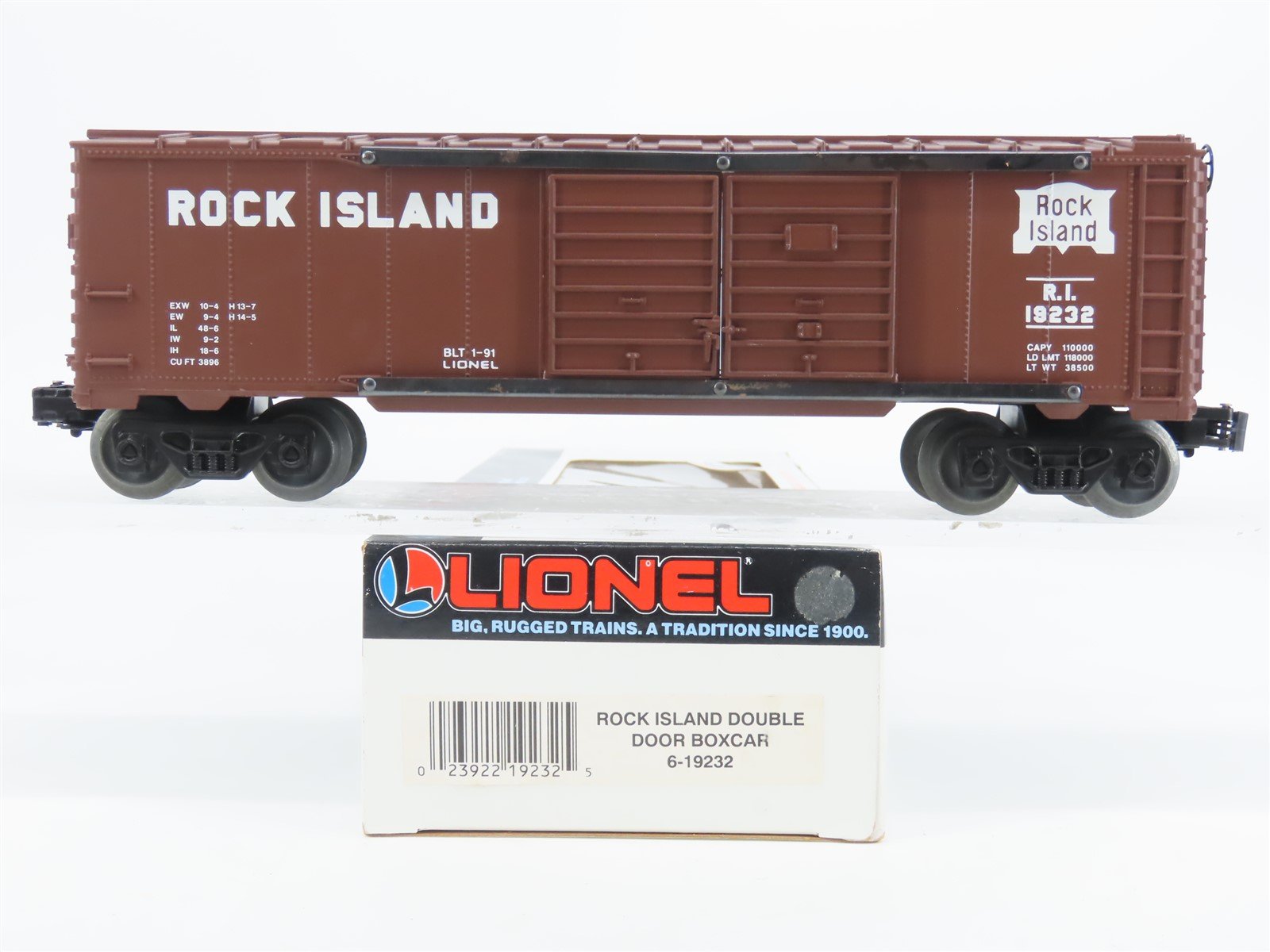 O Gauge 3-Rail Lionel 6-19232 RI Rock Island Double Door Box Car #19232