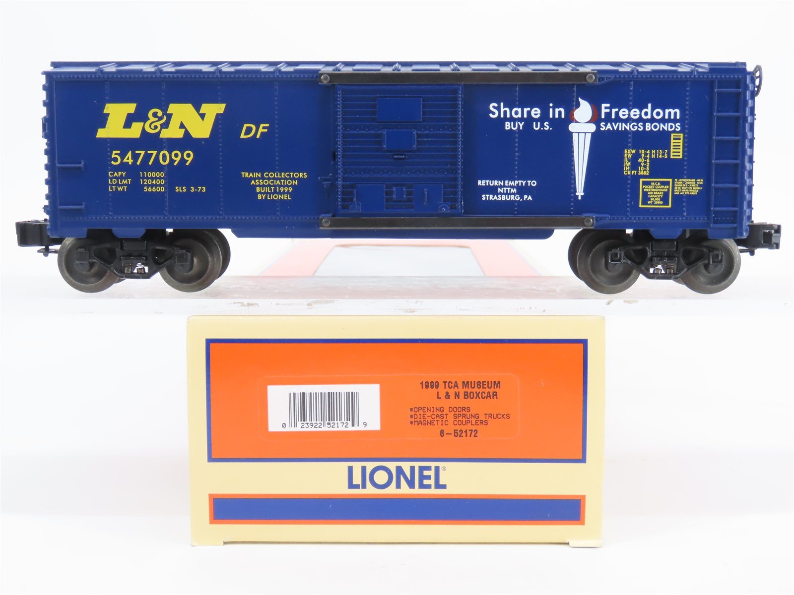 O Gauge 3-Rail Lionel 6-52172 L&N "Share in Freedom" 1999 TCA Museum Box Car