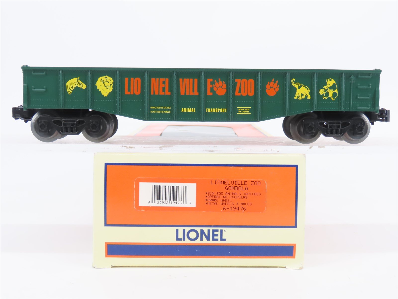 O Gauge 3-Rail Lionel 6-19476 Lionelville Zoo Animal Transport Gondola w/Animals